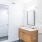 a bathroom with a glass door