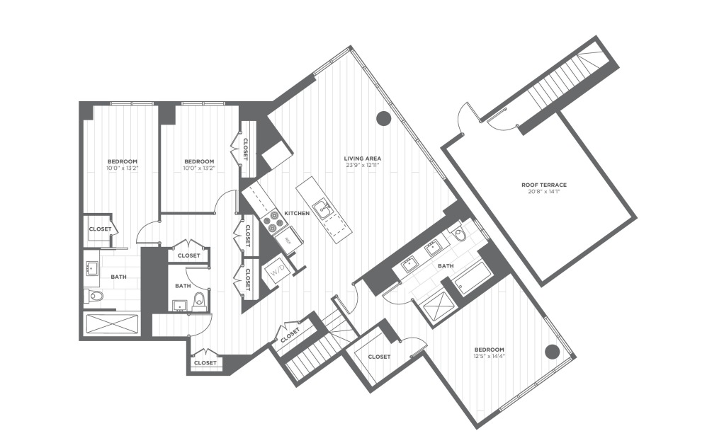 C6 - 3 bedroom floorplan layout with 2.5 baths and 1834 square feet.